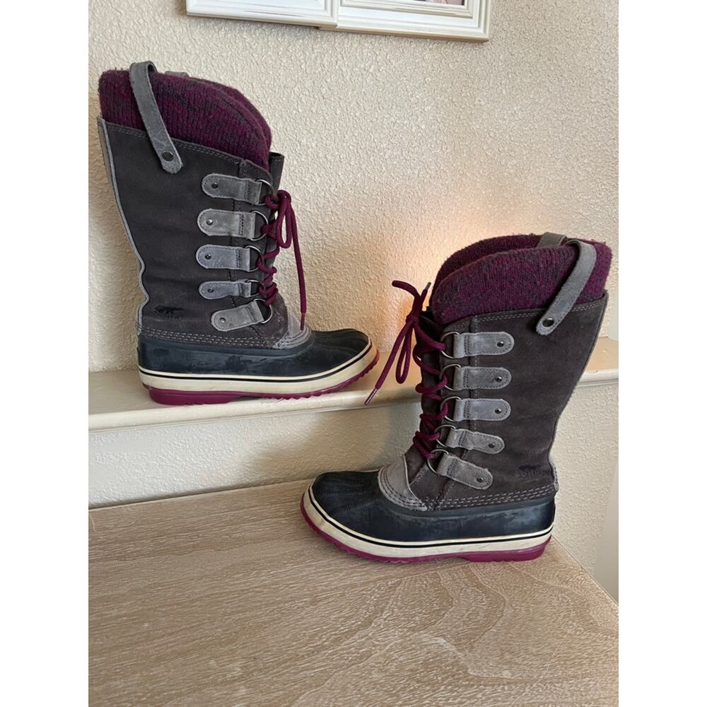 Sorel Joan of Arctic Tall Knit Boots Size‎ 8 Purple/Gray